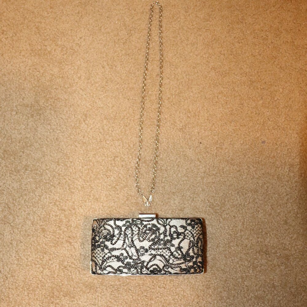 Lulu Townsend Lace Overlay Clutch - Black